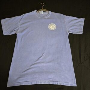 Comfort Colors Shirt Mens Medium Blue Never Yield Hog Graphic Short Sleeve Tee